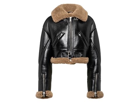 Giacca stile aviatore in pelle invecchiata e shearling .